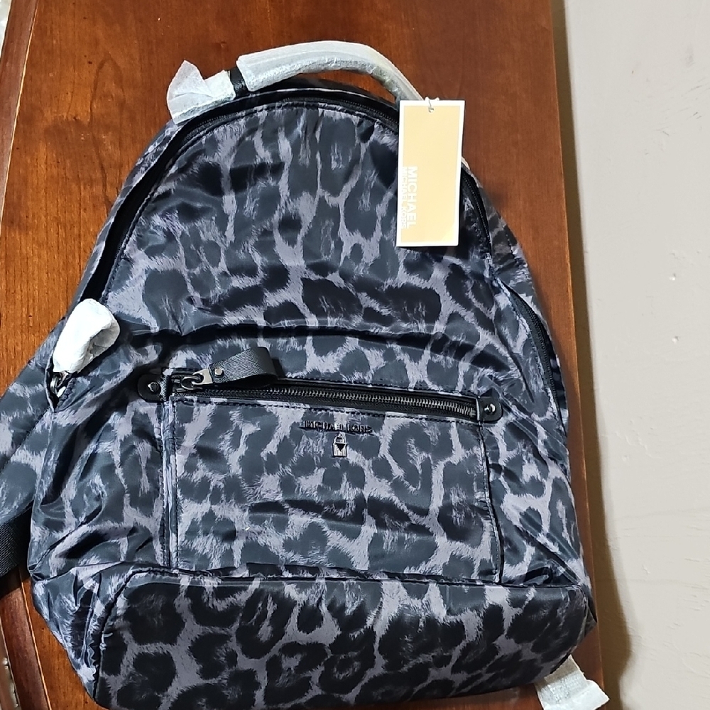Michael Kors Kelsey Black Leopard Print Backpack